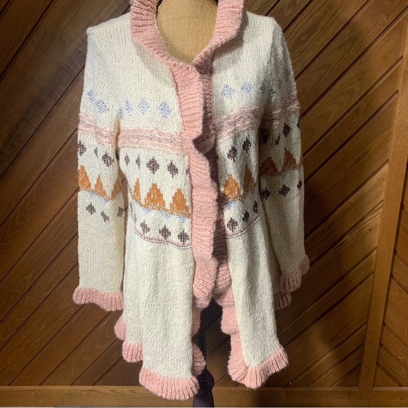 Matilda Jane Jacie Knit Winter Ruffled Cardigan size Large NWT - Picture 1 of 5
